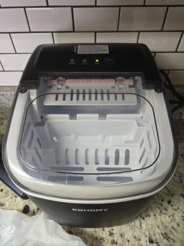 EUHOMY Countertop Ice Maker Machine with Handle, 26lbs in 24Hrs, 9 Ice Cubes Ready in 6 Mins, Auto-Cleaning Portable Ice Maker with Basket and Scoop, for Home/Kitchen/Camping/RV. photo review
